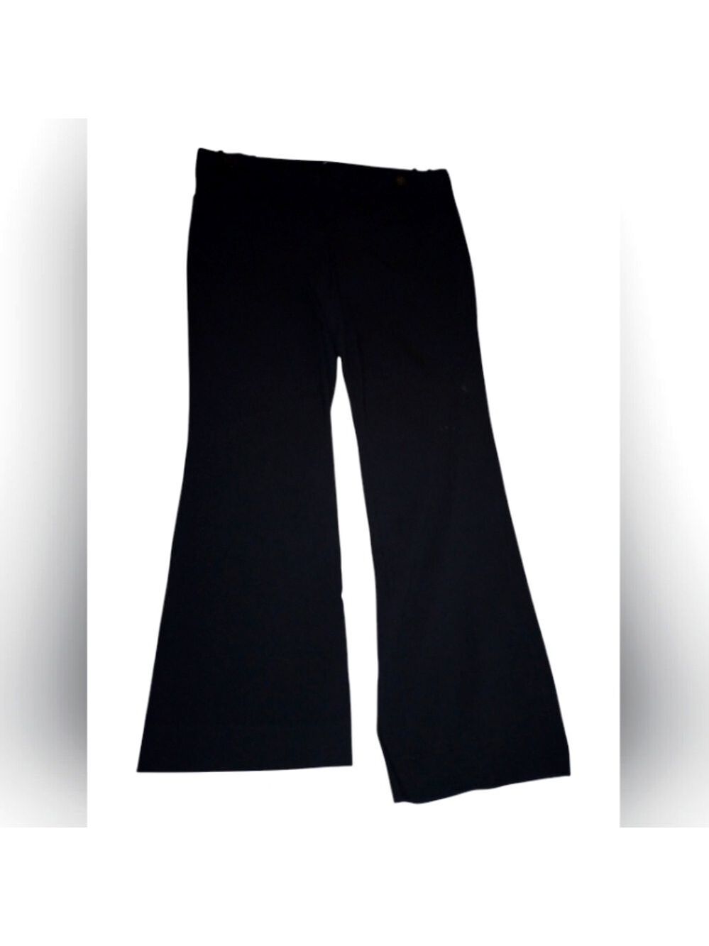Adrienne Vittadini Black Dress Trousers. Size 12. Wide leg. Metal Logo
